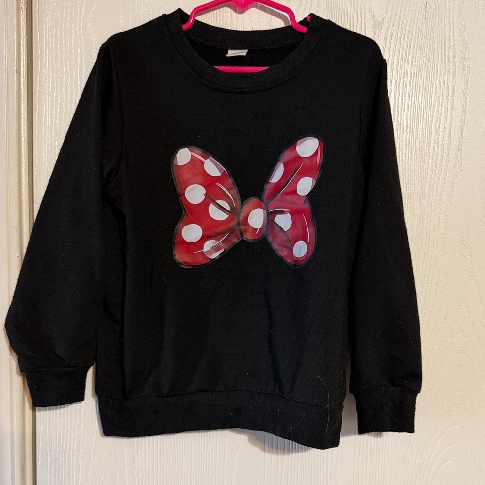 Black Kids Sweatshirt with Red Bow Design